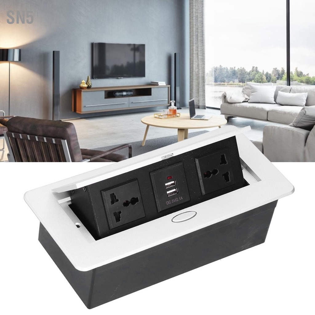 SN5 เต้ารับไฟฟ้าตั้งพื้น Pop Up เต้ารับตั้งโต๊ะ 3 รู อุปกรณ์เสริมแหล่งจ่ายไฟ USB คู่ 250V 13A