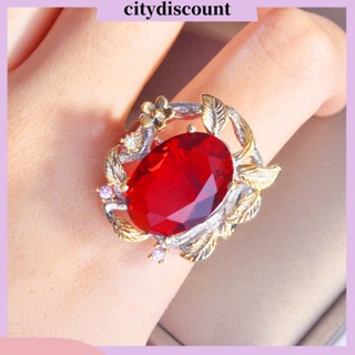 &lt;citydiscount&gt; แหวน รูปใบไม้ ปรับได้ แวววาว เครื่องประดับ สําหรับผู้หญิง ใส่ได้ทุกวัน