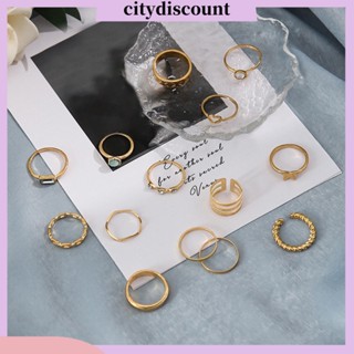 &lt;citydiscount&gt; แหวนชุบไฟฟ้า รูปหัวใจ แวววาว ซ้อนกันได้ 14 ชิ้น