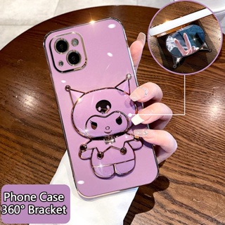 สําหรับ Vivo X50 X60 X70 X80 Pro เคสมือถือ Soft TPU Case เคสป้องกัน Luxury Cute Cartoon Mirror Kuromi Bracket กันกระแทก เปลือกไฟฟ้า