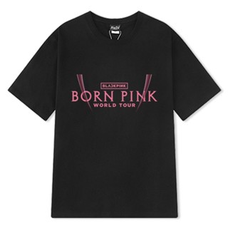 [S-5XL]NEW เสื้อยืดลําลอง ผ้าฝ้าย แขนสั้น คอกลม พิมพ์ลาย KPOP BLACKPINK BORN PINK World Tour สไตล์เกาหลี แฟชั่นฮาราจูกุ