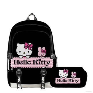 Sq3 กระเป๋าดินสอ กระเป๋าเป้สะพายหลัง พิมพ์ลาย Hello Kitty ความจุขนาดใหญ่ อเนกประสงค์ สําหรับผู้หญิง และผู้ชาย