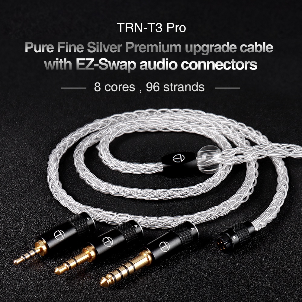 Trn T3 PRO 8 Core สายเคเบิลเงินบริสุทธิ์ 2.5 3.5 4.4 มม. พร้อมตัวเชื่อมต่อ MMCX 2PIN สําหรับ TRN VX PRO V90 MT1