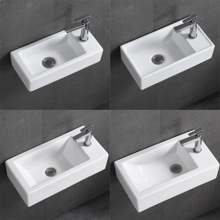 อ่างล้างหน้าเซรามิกทรงสี่เหลี่ยมแบบแขวน (Hanging basin）แบบติดผนัง สำหรับห้องน้ำ