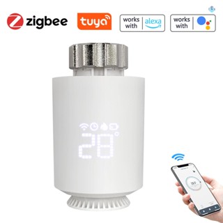 Tuya Zigbee เทอร์โมสตัท วาล์วหม้อน้ํา ควบคุมผ่านแอพโทรศัพท์มือถือ ไร้สาย ทําความร้อน ควบคุมอุณหภูมิ สําหรับ Amazon Alex