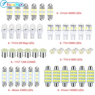 ชุดหลอดไฟ LED 31 มม. 36 มม. 41 มม. T10 1157 12V 6000K แบบเปลี่ยน สําหรับภายในรถยนต์ 42 ชิ้น