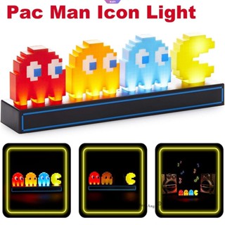 ใหม่ โคมไฟตั้งโต๊ะ LED รูปผี Pac Man เปลี่ยนสีได้ ชาร์จ USB สําหรับตกแต่งห้องเด็ก [RAIN]