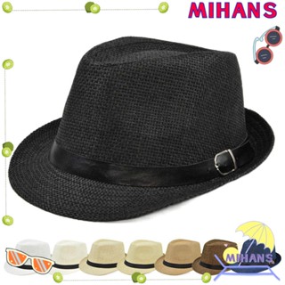 MIH Straw Panama Cap Men Women Beach Summer Wide Brim Jazz Hat