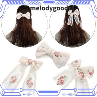 MELODYGOODS1 โบว์ผูกผม ปิ่นปักผม สีขาว เครื่องประดับผม กุหลาบ หวาน หลายสไตล์ ปิ่นปักผม