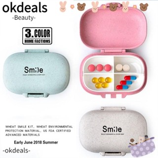 OKDEALS กล่องเก็บยา แบบพกพา แยกหลอดข้าวสาลี