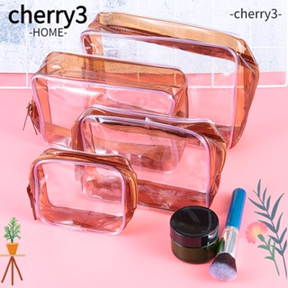 CHERRY3 กระเป๋าเครื่องสําอาง PVC กันน้ํา มีซิป สําหรับเดินทาง