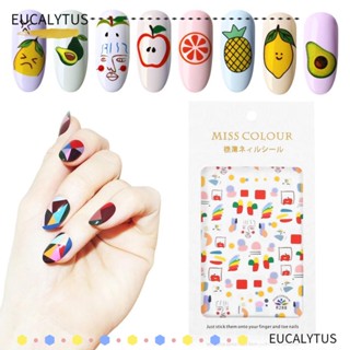 Euca สติ๊กเกอร์ลายผลไม้สีรุ้งสำหรับตกแต่งเล็บ