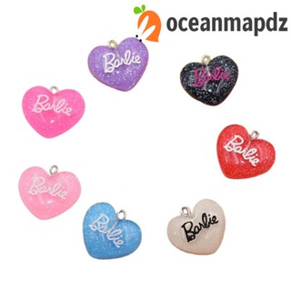 Oceanmapdz 10 ชิ้น ตุ๊กตาบาร์บี้ เรซิน พีช หัวใจ, เรซิน DIY พวงกุญแจ, พวงกุญแจ จี้รูปหัวใจ สร้อยคอ กลิตเตอร์ ต่างหู ทํา