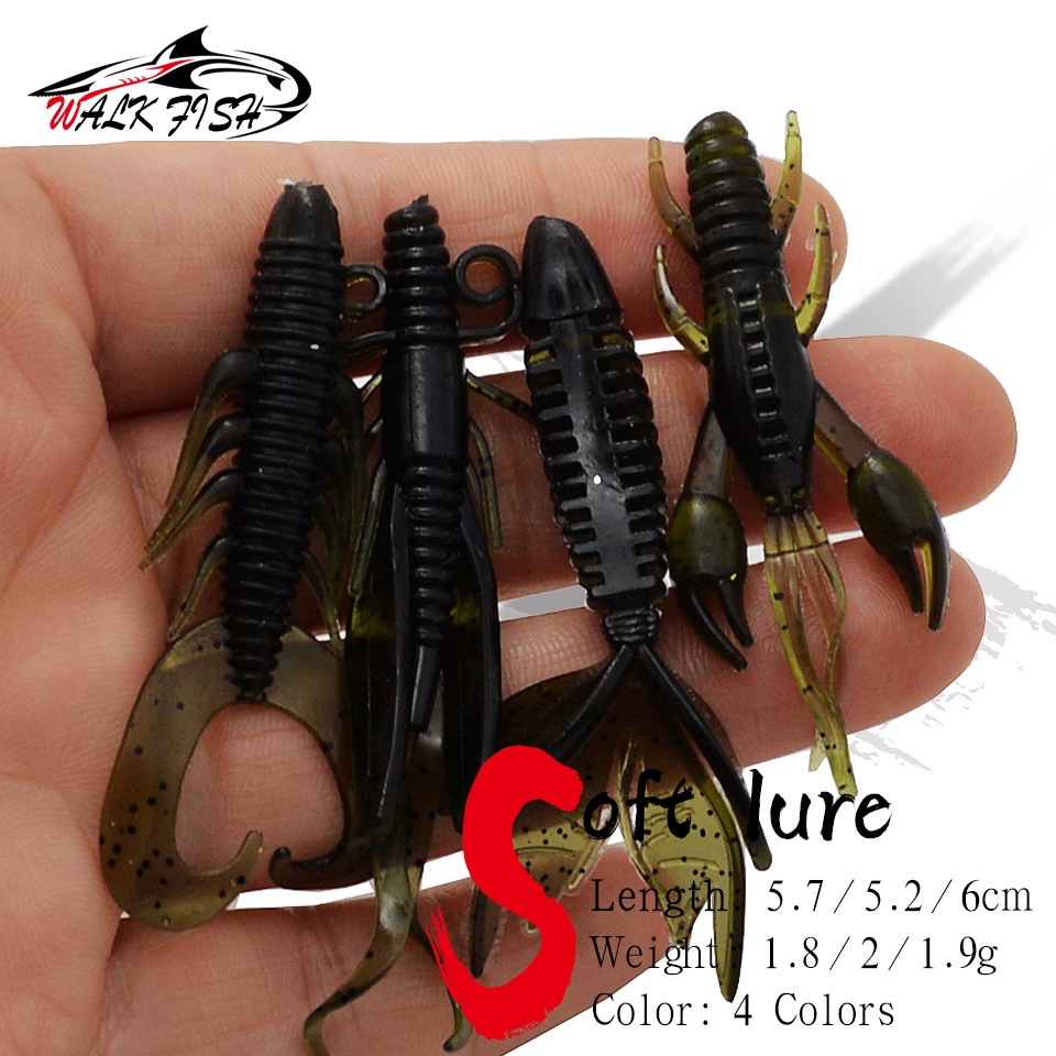 Walk FISH เหยื่อตกปลาซิลิโคน รูปหนอน สําหรับตกปลา กุ้ง 4 ชิ้น ต่อล็อต