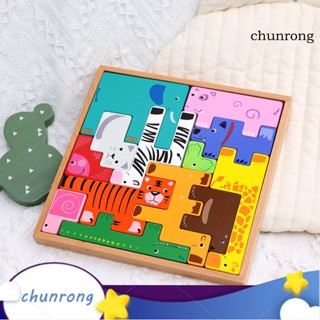 Chunrong บอร์ดไม้ปริศนา รูปสัตว์น่ารัก ของเล่นสําหรับเด็ก 1 ชุด