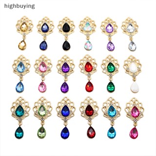 [highbuying] ใหม่ พร้อมส่ง เข็มกลัด จี้รูปหยดน้ํา ดอกไม้ ประดับพลอยเทียม ทรงแบน DIY สําหรับตกแต่งเสื้อผ้า