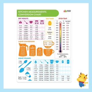 Be&gt; แผนภูมิการแปลงครัว แผนภูมิการแปลงแม่เหล็ก การวัดการทําอาหาร สําหรับการวัดน้ําหนักอาหาร อุณหภูมิเหลว