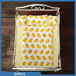 [Dolity1] ชุดเครื่องนอน พร้อมผ้าปูที่นอน และหมอน ขนาดมินิ สเกล 1/12 สําหรับตกแต่งบ้านตุ๊กตา 6 นิ้ว