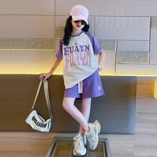 Girls Suit Summer 2023 New Childrens Casual Western Style Sports Summer Wear Girls Older Childrens Summer Sports Two-Piece Suit IBlD