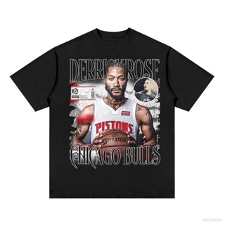 เสื้อยืดพิมพ์ลาย เสื้อยืดคอกลม แขนสั้น พิมพ์ลาย NBA Derrick Rose Fan สไตล์วินเทจ แนวสตรีท ทรงหลวม สําหรับออกกําลังกาย