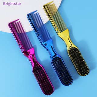 Brightstar 2 In 1 แปรงหนวดเครา ด้ามจับพลาสติก ขนแปรงนุ่ม แปรงทําความสะอาดช่างตัดผม หัวน้ํามันวินเทจ จัดแต่งทรงผม หวีหนวด เครื่องมือความงามใหม่