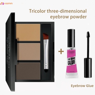 Lameila Tricolor Eyebrow Powder ดินสอเขียนคิ้วกันน้ำของแท้, การย้อมแบบไม่มีรัศมี, ไม่ทำให้สีตกง่าย, ทรีอินวัน Beginner 3605 veemm