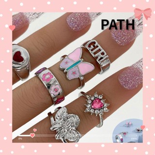 Path 6 ชิ้น / เซต แหวน ผู้หญิง แฟชั่น เครื่องประดับ สีชมพู