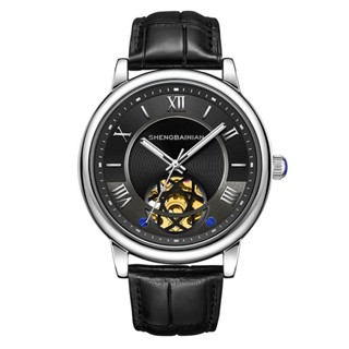 Shengbainian Brand Watch [พร้อมส่ง] 2012 นาฬิกาข้อมืออัตโนมัติ สายหนังวัวแท้ กันน้ํา