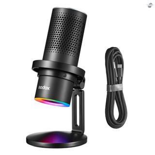 {fly} Godox EM68X ไมโครโฟนคอนเดนเซอร์ USB พร้อมไฟ RGB 4 รูปแบบ APP ควบคุมผ่านแอพ ตรวจสอบแบบเรียลไทม์ เสียบแล้วใช้งานได้เลย พร้อมเมาท์กันกระแทก