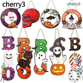 Cherry3 ป้ายแท็กไม้ รูปฟักทองแม่มด สําหรับตกแต่งปาร์ตี้ฮาโลวีน