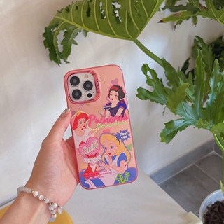 เคสป้องกันโทรศัพท์มือถือ ชุบไฟฟ้า ทรงกลม สีเงิน ลายเจ้าหญิงหิมะ สีขาว สําหรับ iPhone 11 14 12 13 Pro Max