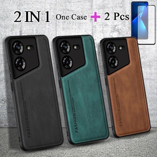 2 IN 1 เคสหนัง พร้อมหน้าจอเซรามิค สองชิ้น สําหรับ Tecno Pova 5