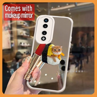 lovely Full edging Phone Case For Huawei Honor70 Pro/70Pro Plus originality Liquid silicone Makeup mirror youth flower