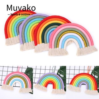 Muvako พรมถักมือ สีรุ้ง สําหรับแขวนตกแต่งผนัง พร็อพถ่ายรูป