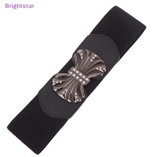 Brightstar เข็มขัดยางยืด กว้าง สีดํา สไตล์เรโทร สําหรับผู้หญิง แต่งตัว ใหม่