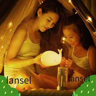 Lansel โคมไฟกลางคืน ซิลิโคน รูปปลาวาฬน่ารัก แบบชาร์จไฟได้ สําหรับเด็ก