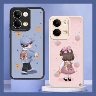 Waterproof Dirt-resistant Phone Case For OPPO Reno9 5G/Reno9 Pro 5G funny couple Cartoon texture luxurious leather personality