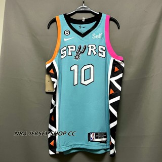 【คุณภาพสูง】ใหม่ ของแท้ NBA San Antonio Spurs Jeremy Sochan 2022-23 สําหรับผู้ชาย #10 เสื้อกีฬาแขนสั้น ลายทีมสวิงแมน สีเขียว