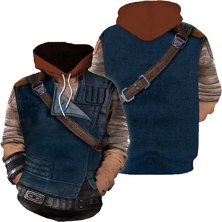 เสื้อกันหนาว มีฮู้ด พิมพ์ลายการ์ตูนเกม Star Wars Jedi Knight Survivor Cal Kestis3D