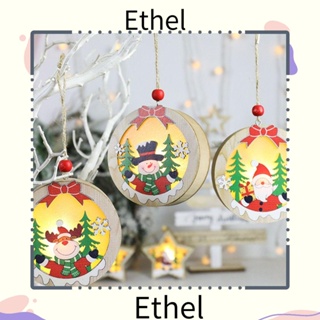 Ethel1 โคมไฟ LED รูปซานตาคลอส แบบไม้ สําหรับแขวนตกแต่งคริสต์มาส