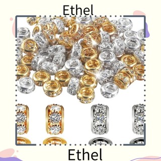 Ethel1 ลูกปัดคริสตัล พลอยเทียม รูขนาดใหญ่ 10 มม. สีเงิน สไตล์ยุโรป 40 ชิ้น