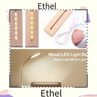 Ethel1 ฐานสวิตช์ไฟ LED ฐานไม้ USB ทรงสี่เหลี่ยมผืนผ้า