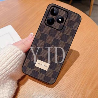 เคสโทรศัพท์มือถือ TPU ขอบนิ่ม กันกระแทก ลายตารางหมากรุก หรูหรา สําหรับ Realme C53