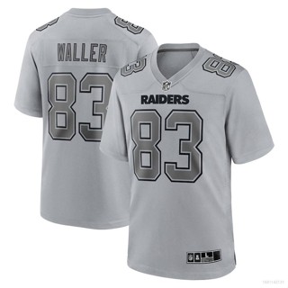 Qy NFL เสื้อยืดกีฬา แขนสั้น พิมพ์ลาย Las Vegas Raiders Jersey Darren Waller สีเทา พลัสไซซ์