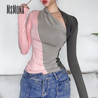 Msmona เสื้อบัลเล่ต์ลําลอง สีชมพู และสีเทา แฟชั่นสําหรับผู้หญิง 2023
