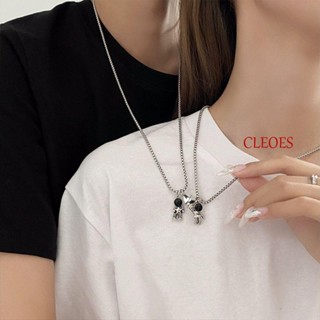 Cleoes สร้อยคอคู่นักบินอวกาศ หนา เรียบง่าย ของขวัญเพื่อน เครื่องประดับแฟชั่น โลหะผสม จี้หัวใจ สร้อยคอ สไตล์เกาหลี