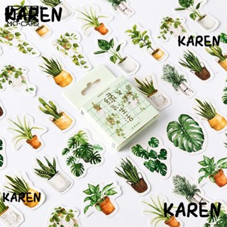 Karen สติกเกอร์ PVC ลายใบไม้ สีเขียว สําหรับตกแต่ง DIY 180 ชิ้น