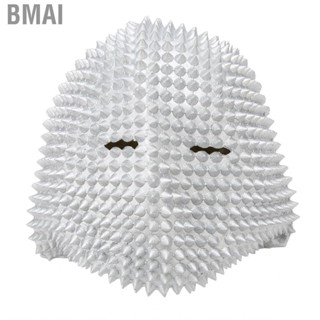 Bmai Studded Full Face Cover Silver Steampunk Halloween Eleatic Latex Breathable Horror Holes for Festivals