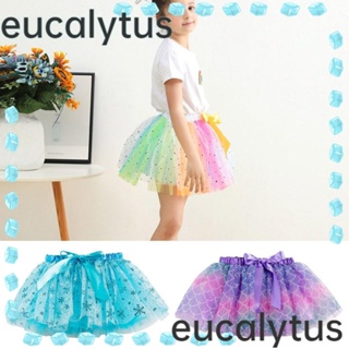 Eucalytus1 กระโปรงตูตู สีรุ้ง ประดับโบว์ หลากสี แฟชั่นเจ้าหญิง สําหรับเด็ก