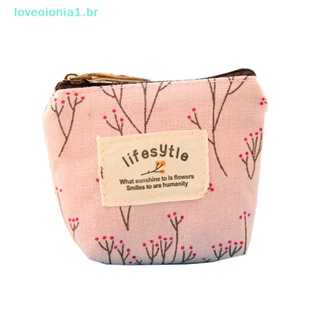 Loveoionia1 กระเป๋าสตางค์ กระเป๋าใส่เหรียญ ผ้าแคนวาส ลายดอกไม้ ขนาดเล็ก แฟชั่น br